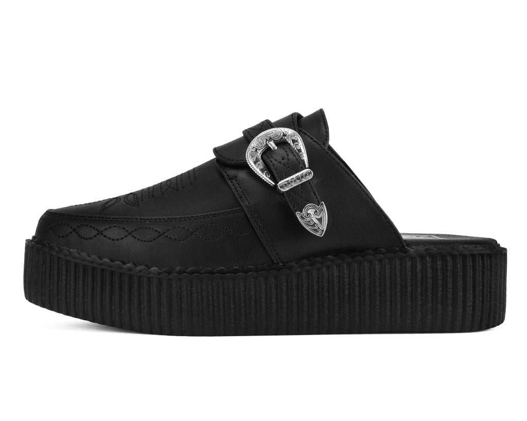 Black TUKskin Western Mondo Pointed Mule - T.U.K. Shoes