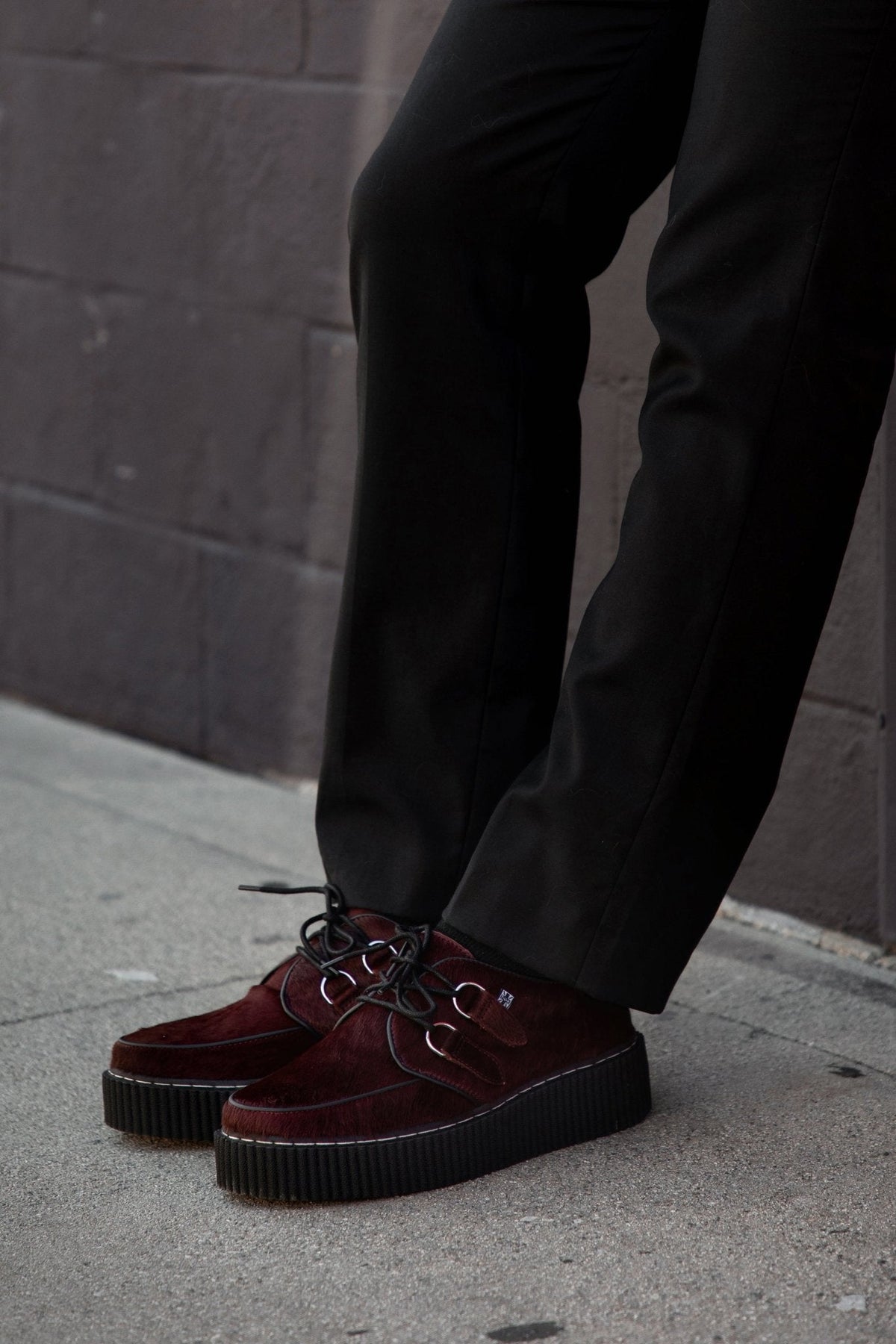 G3454 Burgundy Cow Hair Vintage Creeper - T.U.K. Shoes