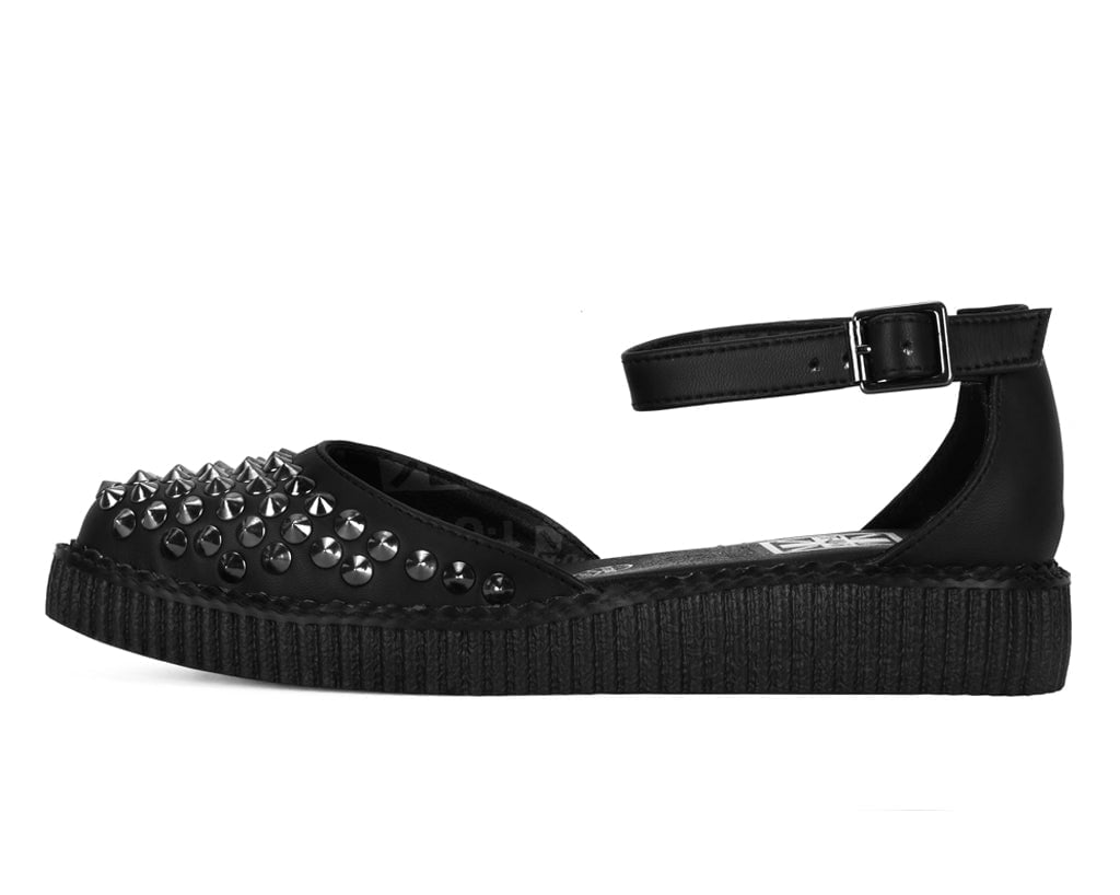 A9575L Black TUKskin™ Pointed Studded Sandal - T.U.K. Shoes