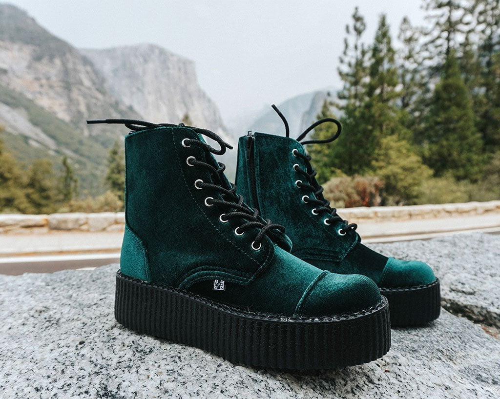V9759L Green Velvet 7-Eye Viva Mondo Boot - T.U.K. Shoes