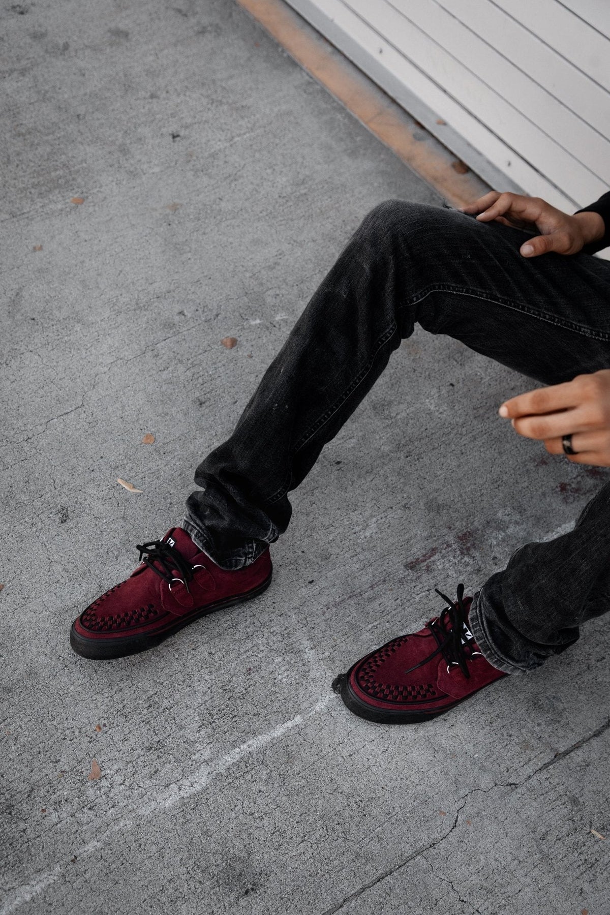 A3432 Burgundy Suede Creeper Sneaker - T.U.K. Shoes