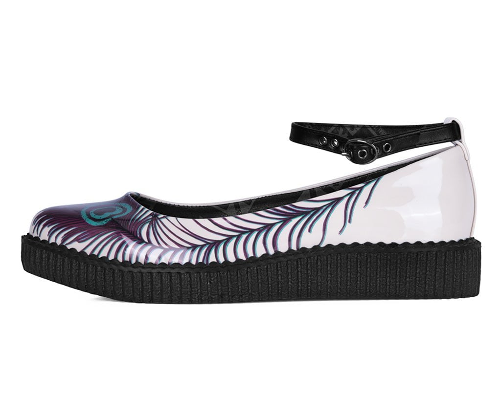 A3396L Cream Peacock Feather Ballet Creeper - T.U.K. Shoes