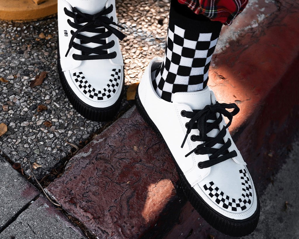 A3315 White Leather Lace-Up Creeper Sneaker - T.U.K. Shoes