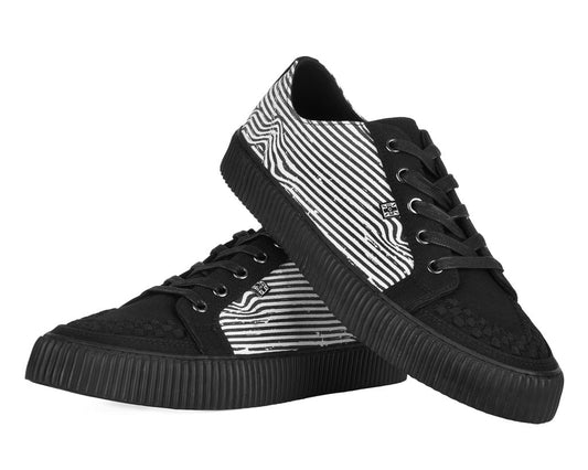 A3404 Black & White Canvas Lace-Up Creeper Sneaker - T.U.K. Shoes