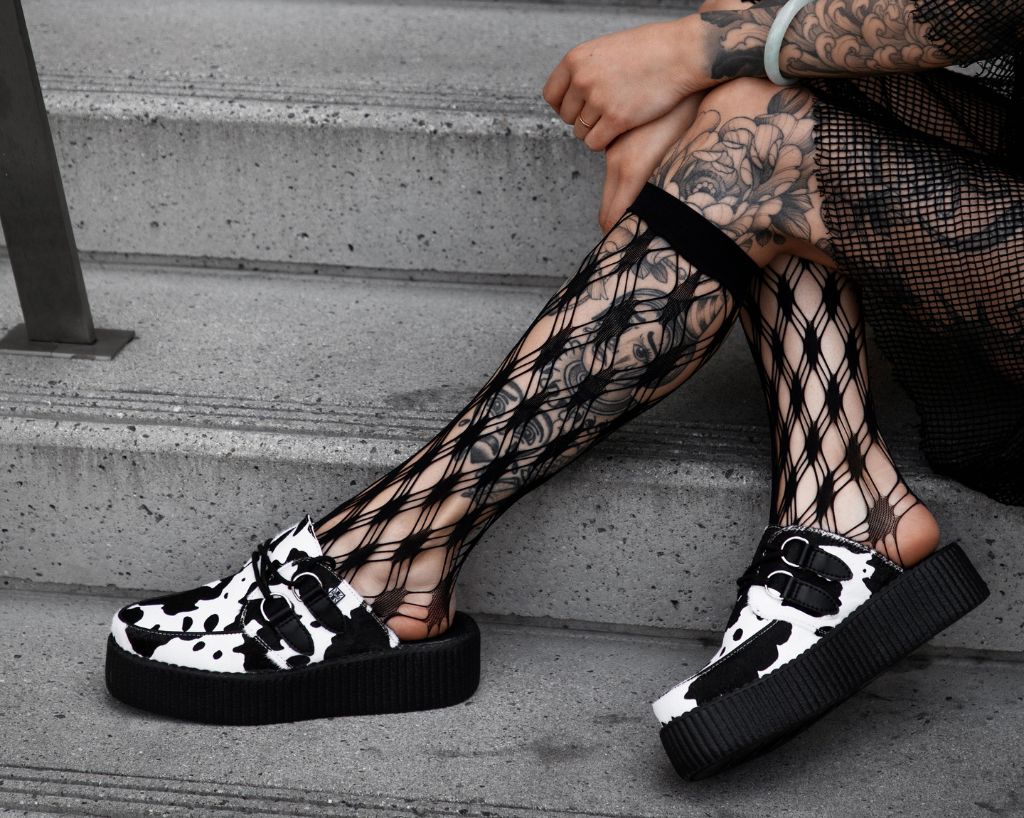 V3357L Cow Print Creeper Mule - T.U.K. Shoes