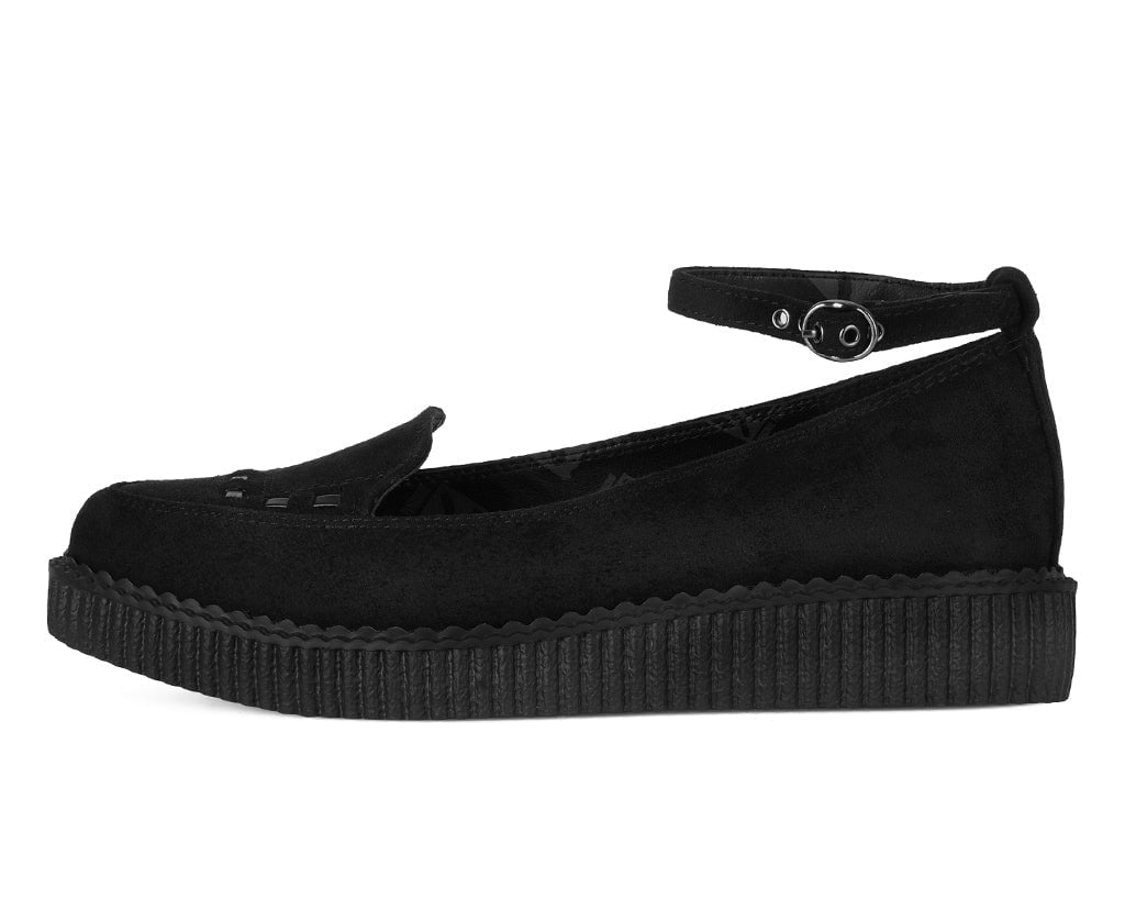 A3418L Black Pointed Interlace Ballet Strap Creeper - T.U.K. Shoes