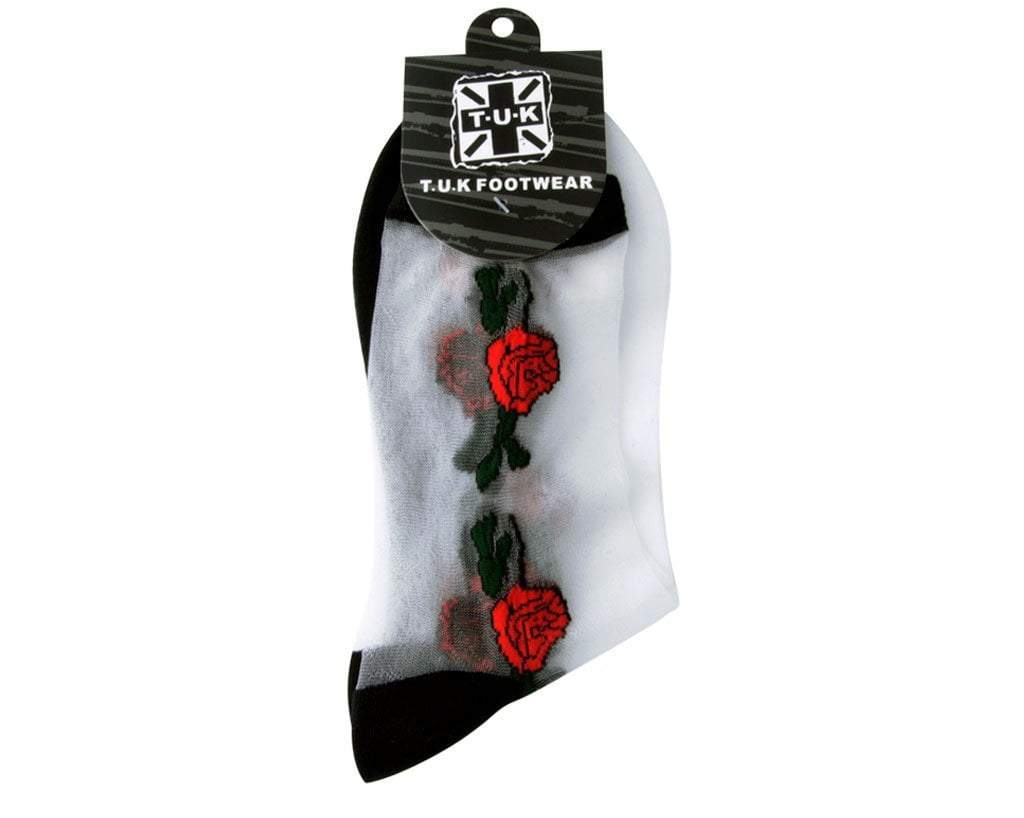 TSK1001 Red Rose Sheer Sock TSK1001-OS - T.U.K. Shoes