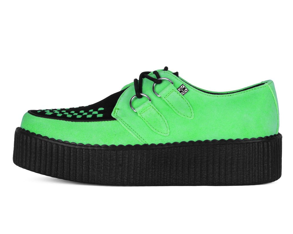 V3389 Neon Green & Black Suede Viva Mondo Creeper - T.U.K. Shoes