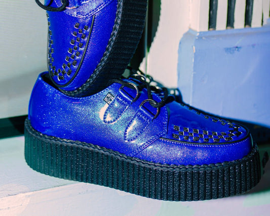 V3156 Blue Metallic Sparkle Viva Mondo Creeper - T.U.K. Shoes