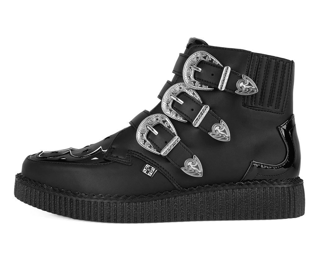 A3286 Black TUKskin Western Star 3-Buckle Pointed Boot - T.U.K. Shoes