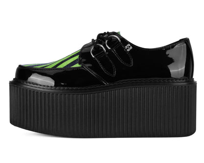 Black Patent Green Zebra Hair Stratocreeper - T.U.K. Shoes