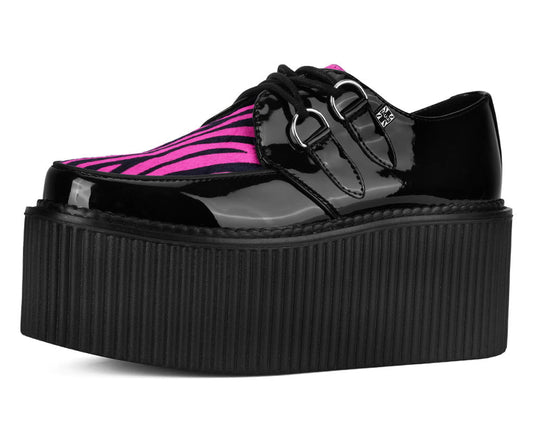 Black Patent Pink Zebra Hair Stratocreeper - T.U.K. Shoes