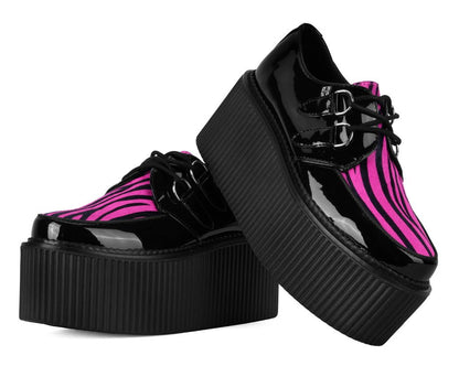 Black Patent Pink Zebra Hair Stratocreeper - T.U.K. Shoes