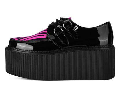 Black Patent Pink Zebra Hair Stratocreeper - T.U.K. Shoes