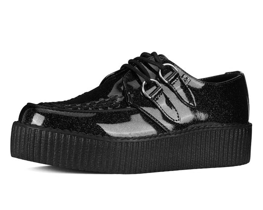 Black Vinyl Glitter Viva Mondo Creeper - T.U.K. Shoes