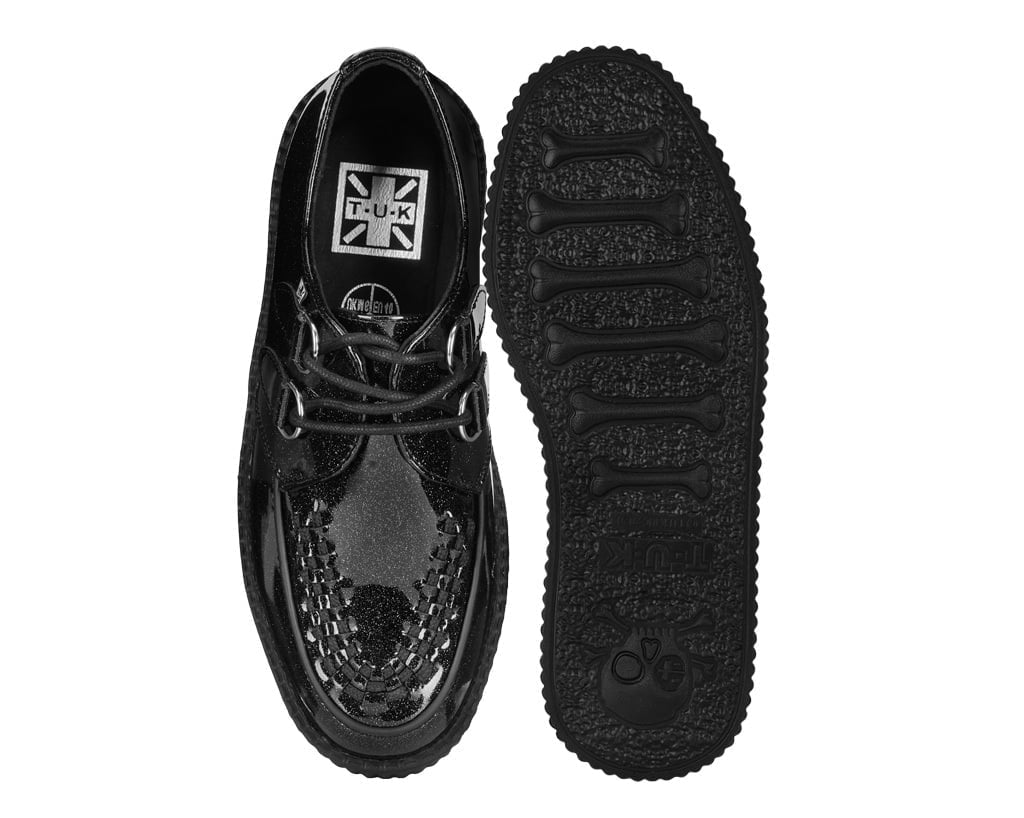 Black Vinyl Glitter Viva Mondo Creeper - T.U.K. Shoes