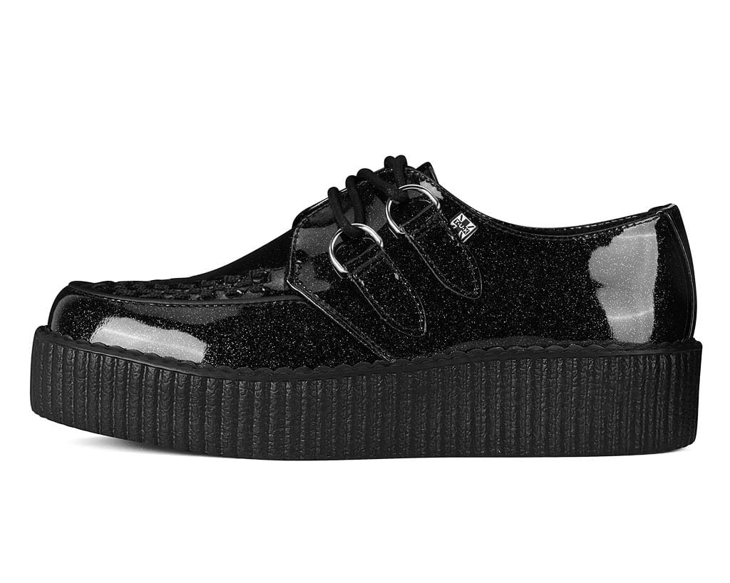 Black Vinyl Glitter Viva Mondo Creeper - T.U.K. Shoes