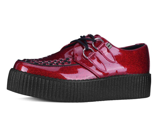 Red Vinyl Glitter Viva Mondo Creeper - T.U.K. Shoes