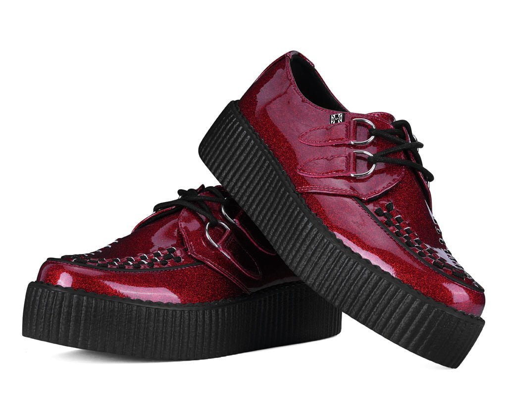 Red Vinyl Glitter Viva Mondo Creeper - T.U.K. Shoes