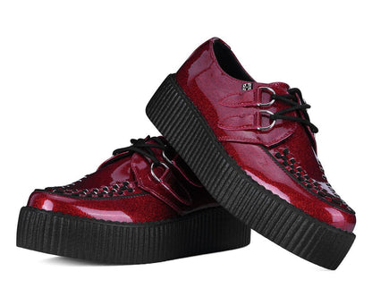 Red Vinyl Glitter Viva Mondo Creeper - T.U.K. Shoes