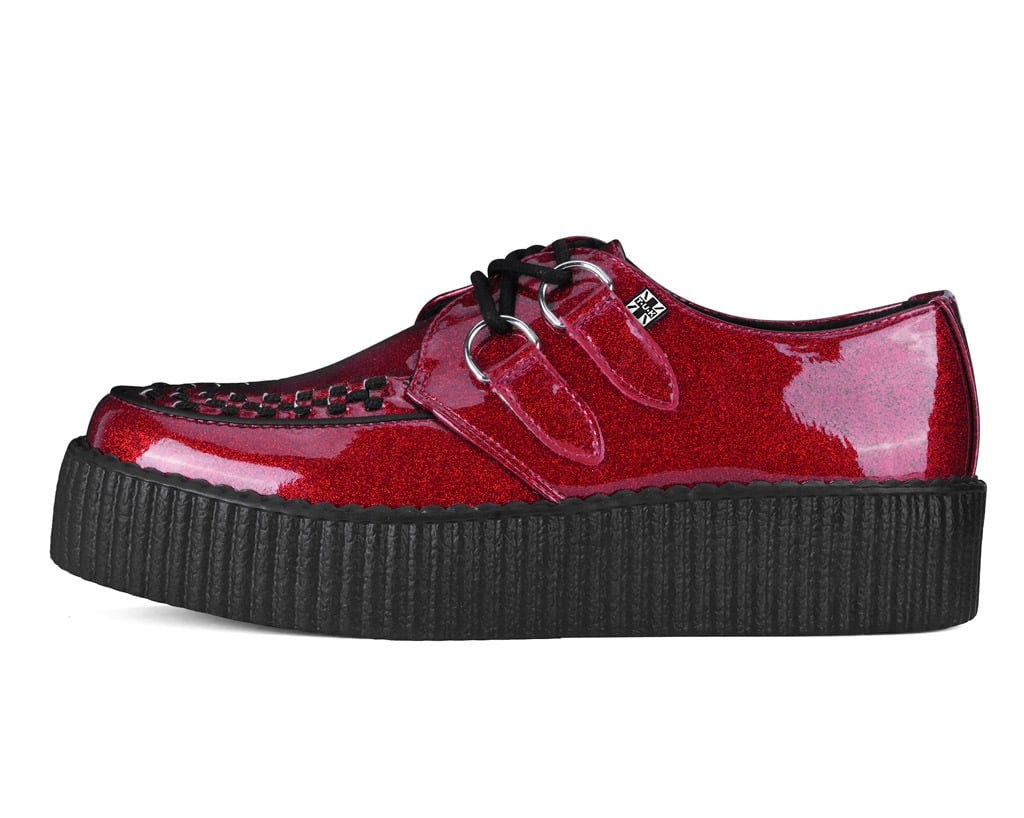 Red Vinyl Glitter Viva Mondo Creeper - T.U.K. Shoes