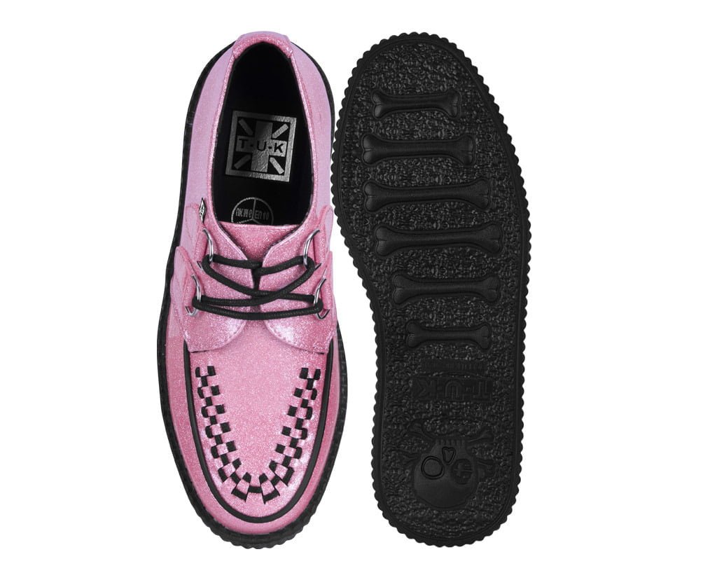 Pink Vinyl Glitter Viva Mondo Creeper - T.U.K. Shoes