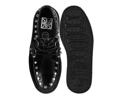 Black Leather Flat Studded Viva Mondo Creeper - T.U.K. Shoes