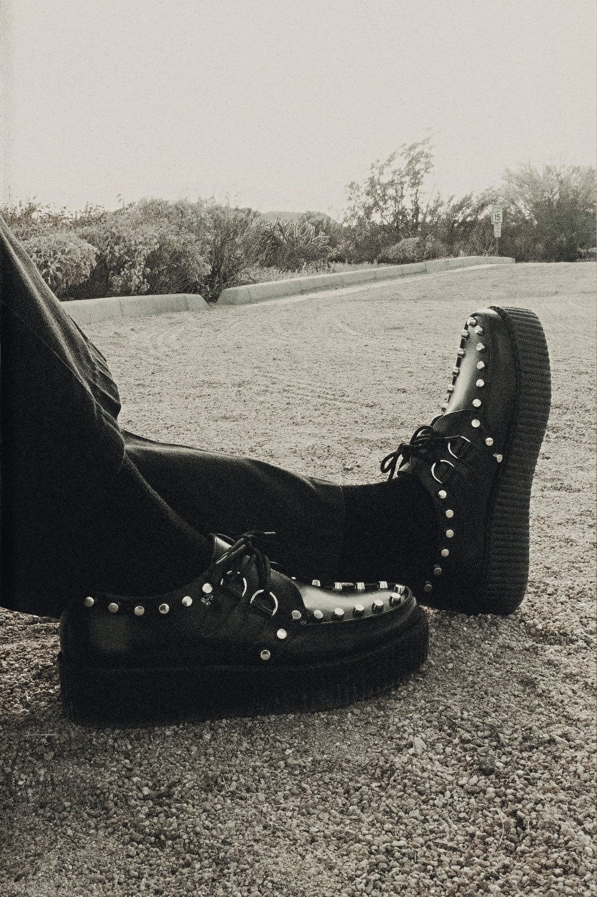 Black Leather Flat Studded Viva Mondo Creeper - T.U.K. Shoes
