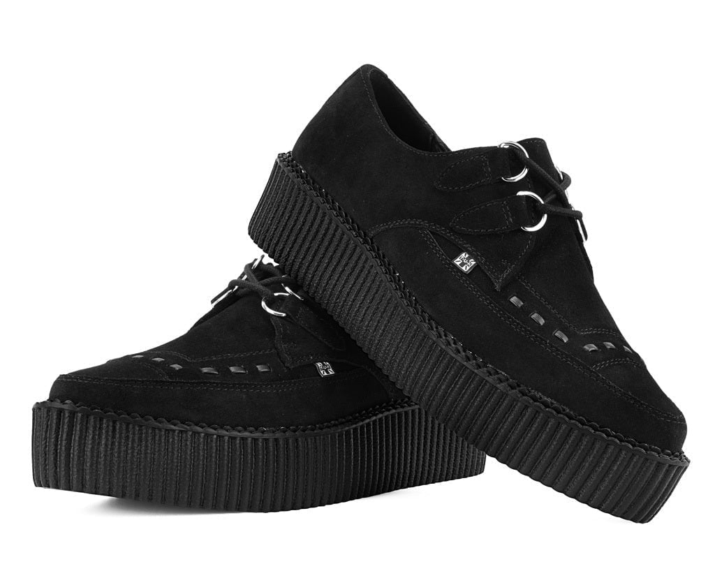 Black Suede Mondo Pointed Creeper - T.U.K. Shoes