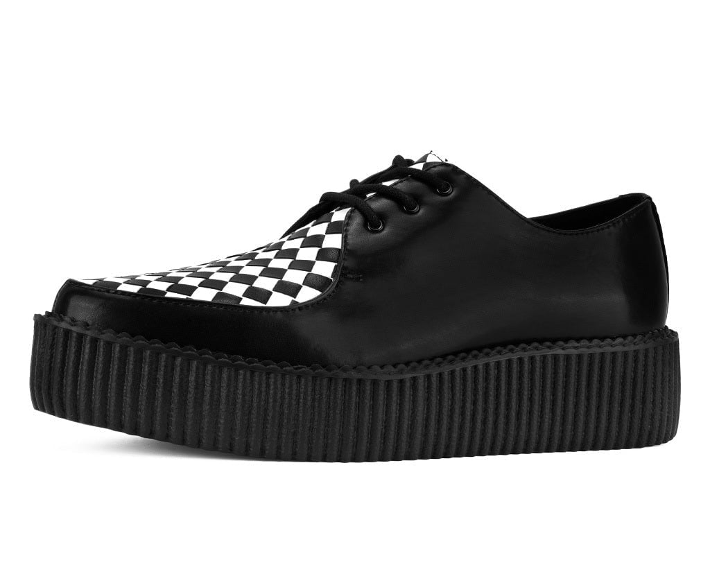 Black & White Woven TUKskin Mondo Pointed Creeper - T.U.K. Shoes