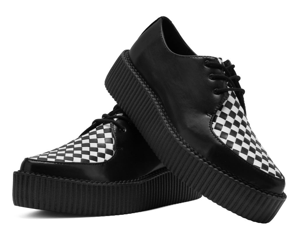 Black & White Woven TUKskin Mondo Pointed Creeper - T.U.K. Shoes