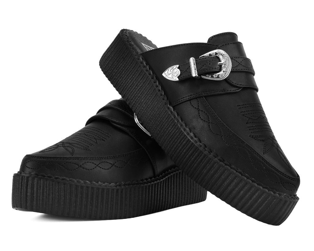 Black TUKskin Western Mondo Pointed Mule - T.U.K. Shoes