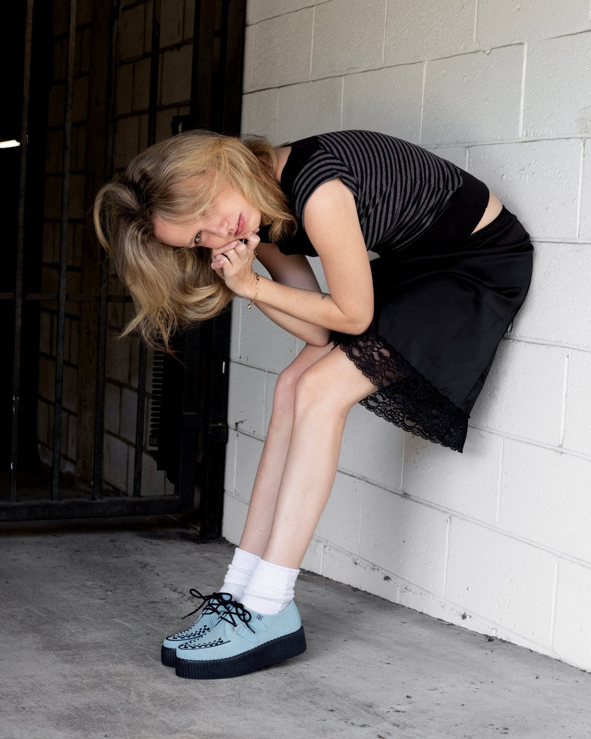 V3466 Pale Blue Suede Viva Mondo Creeper - T.U.K. Shoes