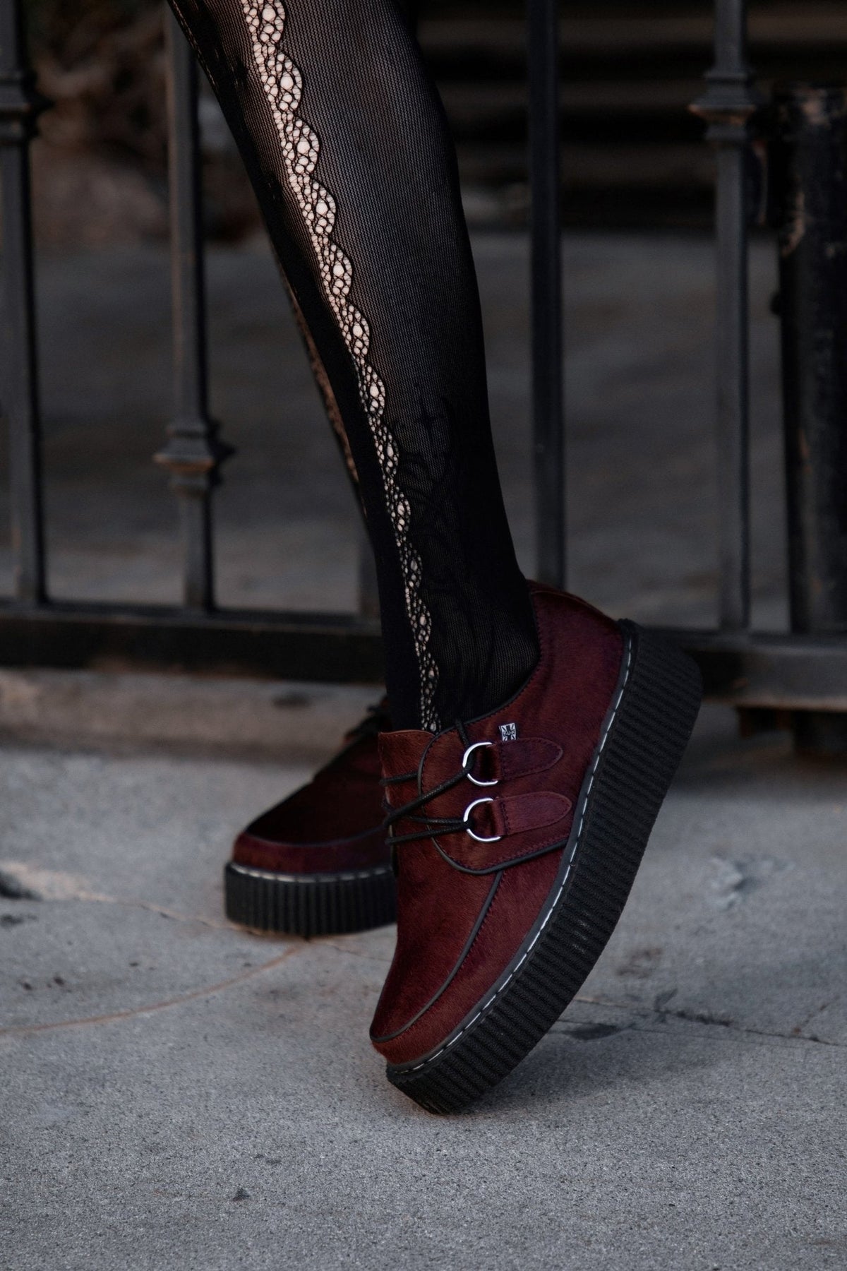 G3454 Burgundy Cow Hair Vintage Creeper - T.U.K. Shoes