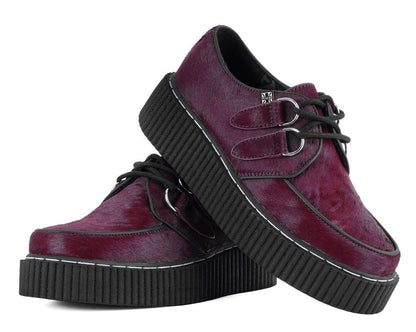 G3454 Burgundy Cow Hair Vintage Creeper - T.U.K. Shoes