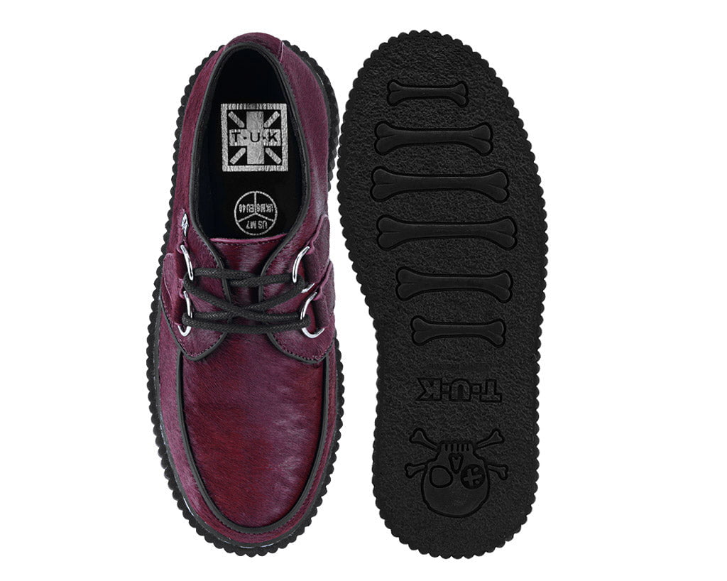 G3454 Burgundy Cow Hair Vintage Creeper - T.U.K. Shoes