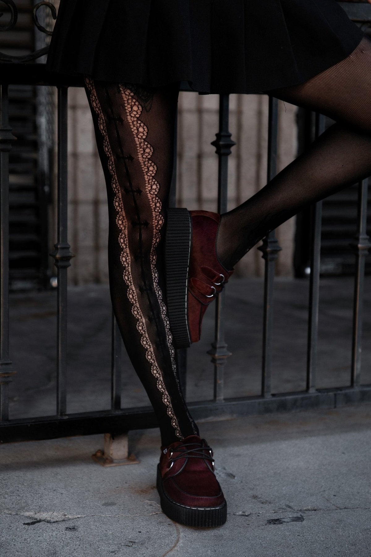G3454 Burgundy Cow Hair Vintage Creeper - T.U.K. Shoes