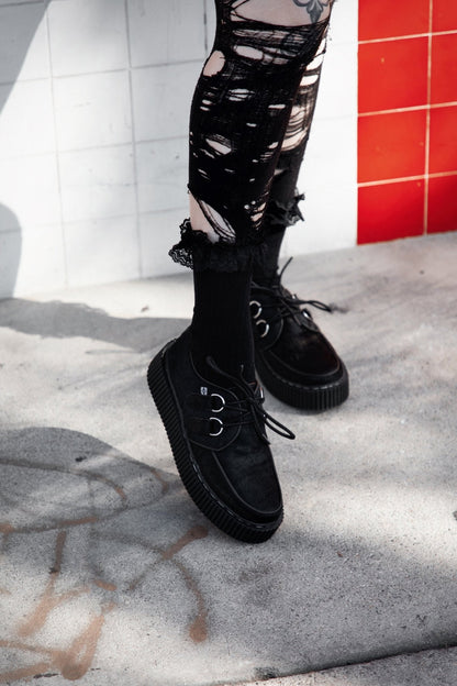 G3455 Black Cow Hair Vintage Creeper - T.U.K. Shoes