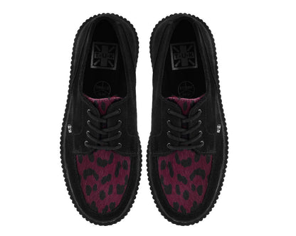 G3453 Black Suede Burgundy Leopard Hair Vintage Creeper - T.U.K. Shoes