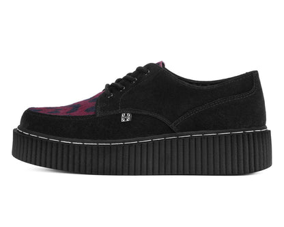 G3453 Black Suede Burgundy Leopard Hair Vintage Creeper - T.U.K. Shoes