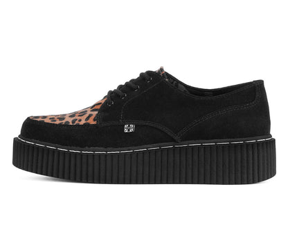 G3452 Black Suede Brown Leopard Hair Vintage Creeper - T.U.K. Shoes