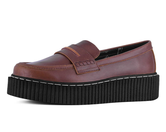 G3449 Brown Crazy Horse Leather Loafer Vintage Creeper - T.U.K. Shoes