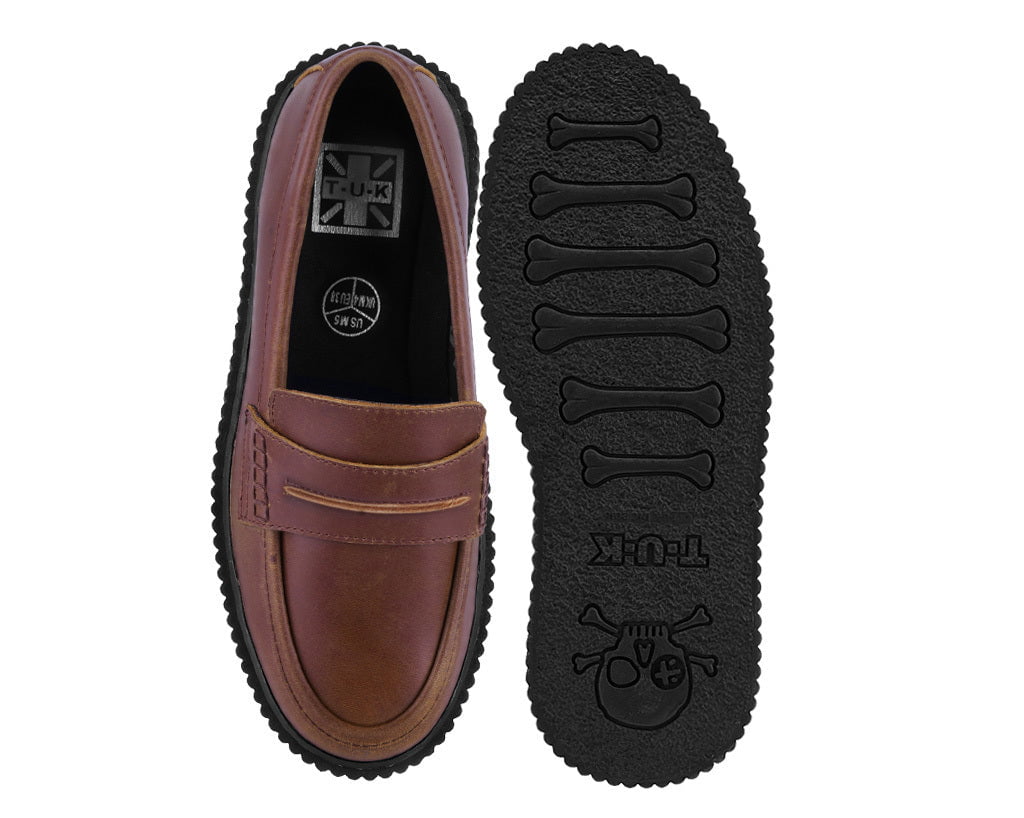 G3449 Brown Crazy Horse Leather Loafer Vintage Creeper - T.U.K. Shoes