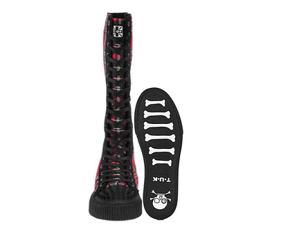 A3483 Tartan Canvas Knee Hi Spike Toe Sneaker Boot - T.U.K. Shoes