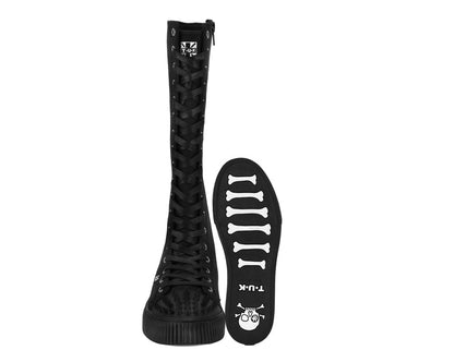 A3482 Black Canvas Knee Hi Spike Toe Sneaker Boot - T.U.K. Shoes