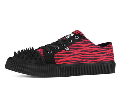 A3481 Black & Red Zebra Print Spike Toe Lace Up Sneaker - T.U.K. Shoes