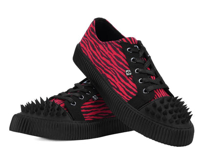 A3481 Black & Red Zebra Print Spike Toe Lace Up Sneaker - T.U.K. Shoes