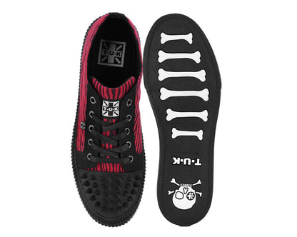 A3481 Black & Red Zebra Print Spike Toe Lace Up Sneaker - T.U.K. Shoes