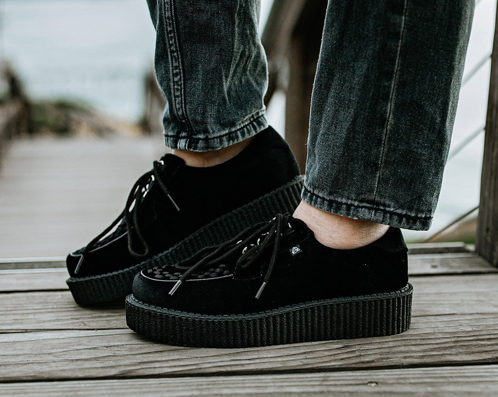T2262 Black Faux Suede Anarchic Creeper - T.U.K. Shoes