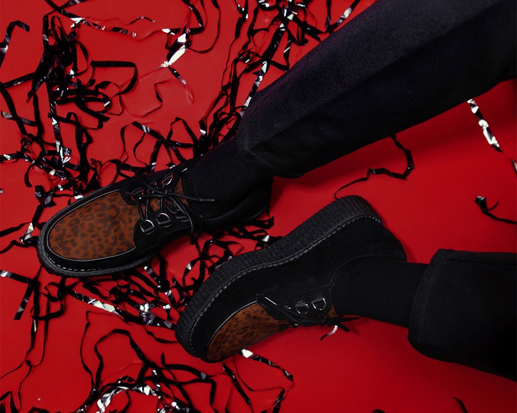 T2263 Black & Leopard Anarchic Creeper - T.U.K. Shoes